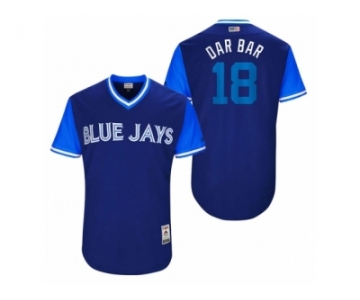 Men's 2017 Little League World Series Blue Jays Darwin Barney #18 Dar Bar Royal Jersey