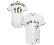 Men's Majestic Toronto Blue Jays #10 Edwin Encarnacion Authentic White 2016 Memorial Day Fashion Flex Base MLB Jersey