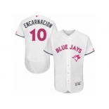 Men's Majestic Toronto Blue Jays #10 Edwin Encarnacion Authentic White 2016 Mother's Day Fashion Flex Base MLB Jersey