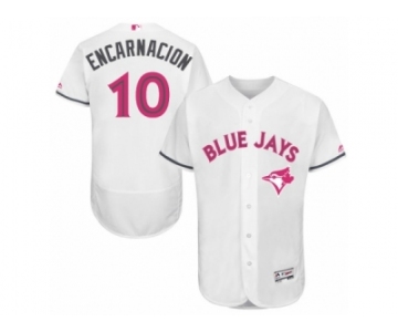 Men's Majestic Toronto Blue Jays #10 Edwin Encarnacion Authentic White 2016 Mother's Day Fashion Flex Base MLB Jersey