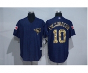 Men's Majestic Toronto Blue Jays #10 Edwin Encarnacion Blue Camo New Cool Base Jerseys