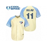 Men's Majestic Toronto Blue Jays #11 Kevin Pillar Authentic Cream Exclusive Vintage Cool Base MLB Jersey