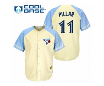 Men's Majestic Toronto Blue Jays #11 Kevin Pillar Authentic Cream Exclusive Vintage Cool Base MLB Jersey