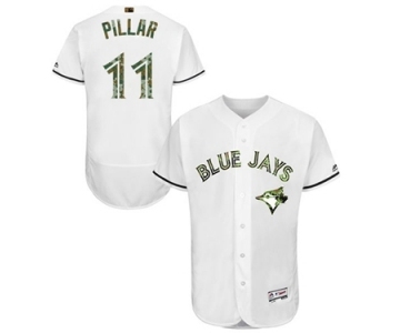 Men's Majestic Toronto Blue Jays #11 Kevin Pillar Authentic White 2016 Memorial Day Fashion Flex Base MLB Jersey