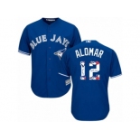 Men's Majestic Toronto Blue Jays #12 Roberto Alomar Authentic Blue Team Logo Fashion MLB Jersey