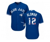 Men's Majestic Toronto Blue Jays #12 Roberto Alomar Authentic Blue Team Logo Fashion MLB Jersey