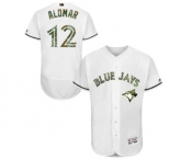 Men's Majestic Toronto Blue Jays #12 Roberto Alomar Authentic White 2016 Memorial Day Fashion Flex Base MLB Jersey