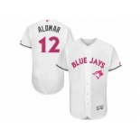 Men's Majestic Toronto Blue Jays #12 Roberto Alomar Authentic White 2016 Mother's Day Fashion Flex Base MLB Jersey