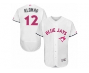 Men's Majestic Toronto Blue Jays #12 Roberto Alomar Authentic White 2016 Mother's Day Fashion Flex Base MLB Jersey