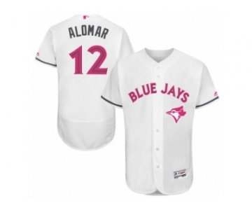 Men's Majestic Toronto Blue Jays #12 Roberto Alomar Authentic White 2016 Mother's Day Fashion Flex Base MLB Jersey