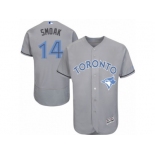 Men's Majestic Toronto Blue Jays #14 Justin Smoak Authentic Gray 2016 Father's Day Fashion Flex Base MLB Jersey