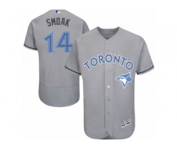 Men's Majestic Toronto Blue Jays #14 Justin Smoak Authentic Gray 2016 Father's Day Fashion Flex Base MLB Jersey