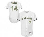 Men's Majestic Toronto Blue Jays #14 Justin Smoak Authentic White 2016 Memorial Day Fashion Flex Base MLB Jersey