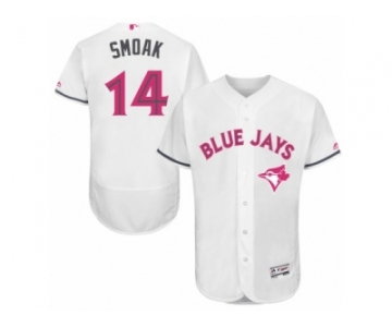 Men's Majestic Toronto Blue Jays #14 Justin Smoak Authentic White 2016 Mother's Day Fashion Flex Base MLB Jersey