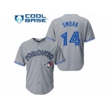 Men's Majestic Toronto Blue Jays #14 Justin Smoak Replica Grey Road MLB Jersey