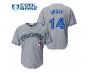 Men's Majestic Toronto Blue Jays #14 Justin Smoak Replica Grey Road MLB Jersey