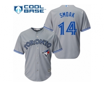 Men's Majestic Toronto Blue Jays #14 Justin Smoak Replica Grey Road MLB Jersey