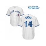 Men's Majestic Toronto Blue Jays #14 Justin Smoak Replica White Home MLB Jersey