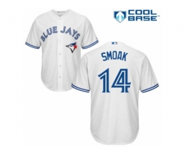 Men's Majestic Toronto Blue Jays #14 Justin Smoak Replica White Home MLB Jersey