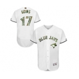 Men's Majestic Toronto Blue Jays #17 Ryan Goins Authentic White 2016 Memorial Day Fashion Flex Base MLB Jersey