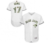 Men's Majestic Toronto Blue Jays #17 Ryan Goins Authentic White 2016 Memorial Day Fashion Flex Base MLB Jersey