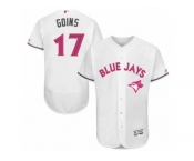 Men's Majestic Toronto Blue Jays #17 Ryan Goins Authentic White 2016 Mother's Day Fashion Flex Base MLB Jersey