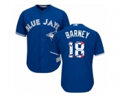 Men's Majestic Toronto Blue Jays #18 Darwin Barney Authentic Blue Team Logo Fashion MLB Jersey