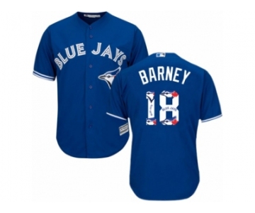 Men's Majestic Toronto Blue Jays #18 Darwin Barney Authentic Blue Team Logo Fashion MLB Jersey