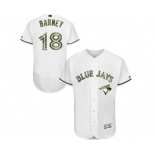 Men's Majestic Toronto Blue Jays #18 Darwin Barney Authentic White 2016 Memorial Day Fashion Flex Base MLB Jersey