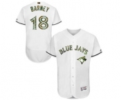 Men's Majestic Toronto Blue Jays #18 Darwin Barney Authentic White 2016 Memorial Day Fashion Flex Base MLB Jersey