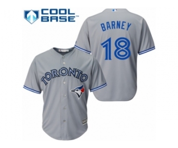 Men's Majestic Toronto Blue Jays #18 Darwin Barney Replica Grey Road MLB Jersey