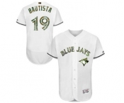 Men's Majestic Toronto Blue Jays #19 Jose Bautista Authentic White 2016 Memorial Day Fashion Flex Base MLB Jersey