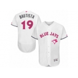 Men's Majestic Toronto Blue Jays #19 Jose Bautista Authentic White 2016 Mother's Day Fashion Flex Base MLB Jersey