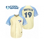 Men's Majestic Toronto Blue Jays #19 Jose Bautista Replica Cream Exclusive Vintage Cool Base MLB Jersey