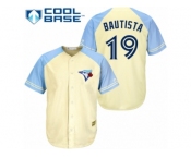 Men's Majestic Toronto Blue Jays #19 Jose Bautista Replica Cream Exclusive Vintage Cool Base MLB Jersey