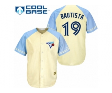 Men's Majestic Toronto Blue Jays #19 Jose Bautista Replica Cream Exclusive Vintage Cool Base MLB Jersey