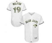 Men's Majestic Toronto Blue Jays #19 Paul Molitor Authentic White 2016 Memorial Day Fashion Flex Base MLB Jersey