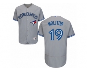 Men's Majestic Toronto Blue Jays #19 Paul Molitor Grey Flexbase Authentic Collection MLB Jersey