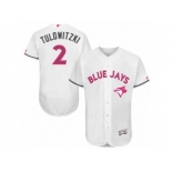 Men's Majestic Toronto Blue Jays #2 Troy Tulowitzki Authentic White 2016 Mother's Day Fashion Flex Base MLB Jersey