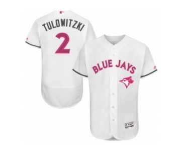 Men's Majestic Toronto Blue Jays #2 Troy Tulowitzki Authentic White 2016 Mother's Day Fashion Flex Base MLB Jersey