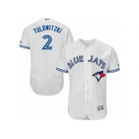 Men's Majestic Toronto Blue Jays #2 Troy Tulowitzki White Flexbase Authentic Collection MLB Jersey