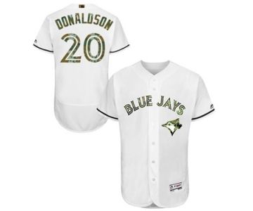 Men's Majestic Toronto Blue Jays #20 Josh Donaldson Authentic White 2016 Memorial Day Fashion Flex Base MLB Jersey