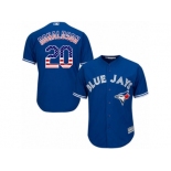 Men's Majestic Toronto Blue Jays #20 Josh Donaldson Replica Royal Blue USA Flag Fashion MLB Jersey