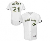 Men's Majestic Toronto Blue Jays #21 Roger Clemens Authentic White 2016 Memorial Day Fashion Flex Base MLB Jersey