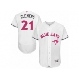 Men's Majestic Toronto Blue Jays #21 Roger Clemens Authentic White 2016 Mother's Day Fashion Flex Base MLB Jersey