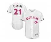 Men's Majestic Toronto Blue Jays #21 Roger Clemens Authentic White 2016 Mother's Day Fashion Flex Base MLB Jersey