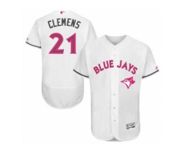 Men's Majestic Toronto Blue Jays #21 Roger Clemens Authentic White 2016 Mother's Day Fashion Flex Base MLB Jersey