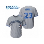 Men's Majestic Toronto Blue Jays #23 Dalton Pompey Replica Grey Road MLB Jersey