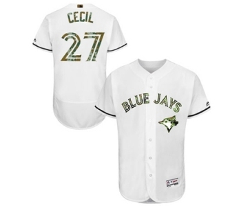 Men's Majestic Toronto Blue Jays #27 Brett Cecil Authentic White 2016 Memorial Day Fashion Flex Base MLB Jersey