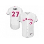 Men's Majestic Toronto Blue Jays #27 Brett Cecil Authentic White 2016 Mother's Day Fashion Flex Base MLB Jersey